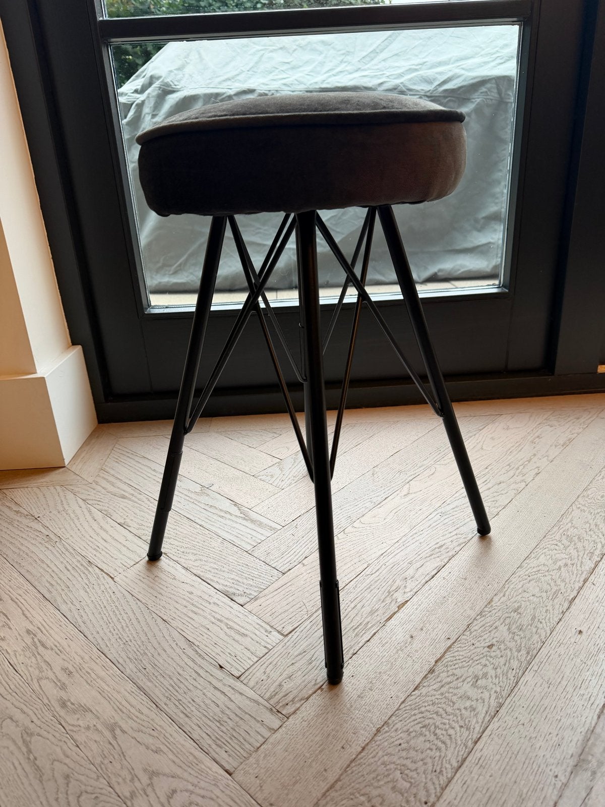 Stijlvol krukje met fluwelen zitting - make up krukje, Ophalen, Zo goed als nieuw, Overige materialen