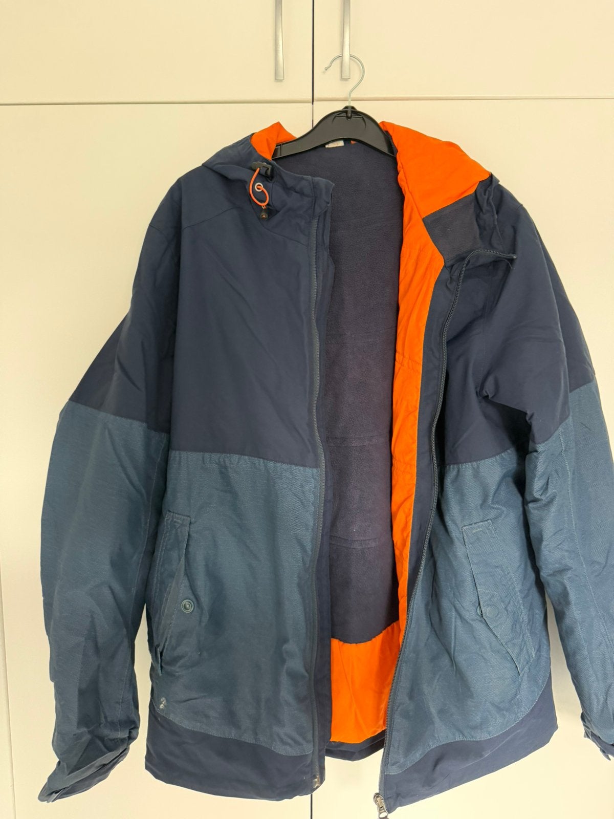 Quechua Decathlon winterjas heren – blauw/oranje – -10C, Ophalen, Gedragen, Maat 48/50 (M), Blauw