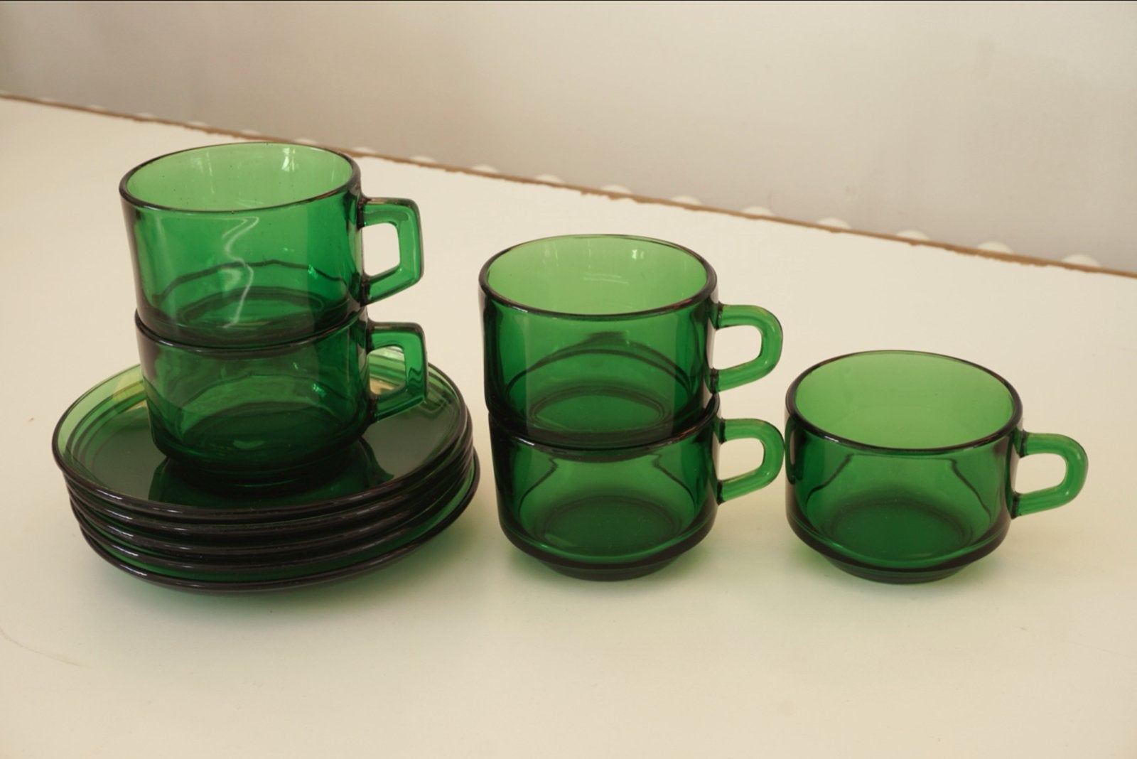 Groene Vereco kop en schotels, Antiek en Kunst, Ophalen of Verzenden
