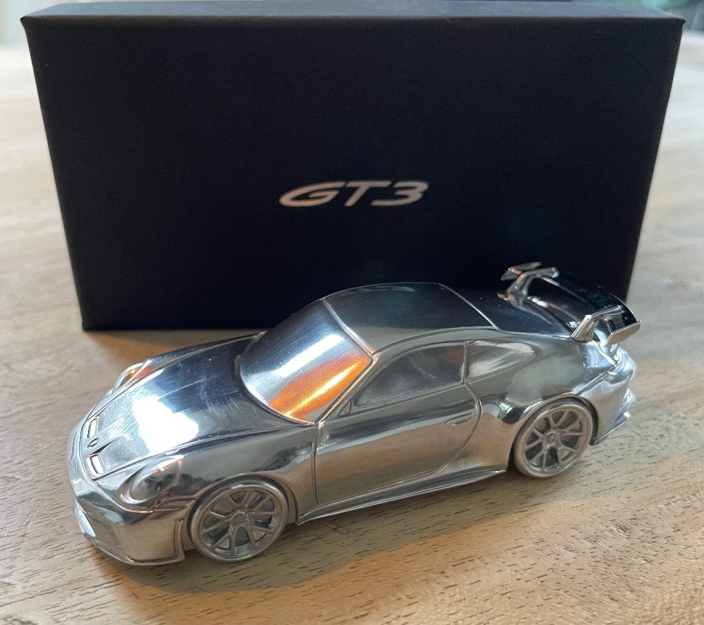 Porsche 911 (992) GT3  chroom aluminium paperweight, Hobby en Vrije tijd, Modelauto's | 1:43, Ophalen of Verzenden, Nieuw, Auto