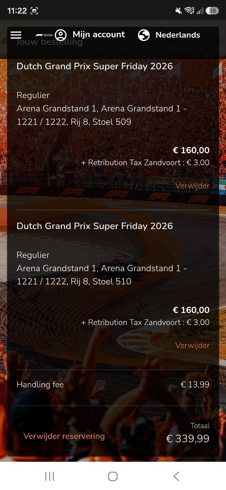 2x F1 Tickets Dutch GP 2026 – Super Friday Arena Grandstand, Twee personen