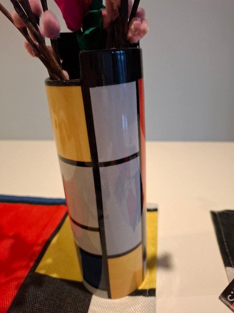 Mondriaan vase, Ophalen of Verzenden, Zo goed als nieuw, Overige kleuren, Glas