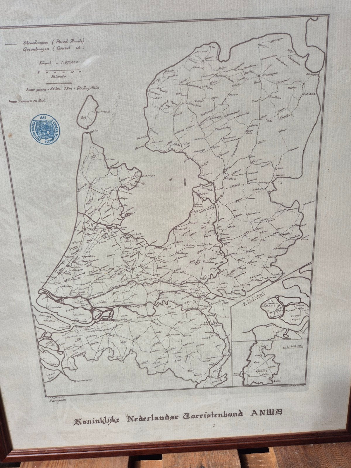 Kaart Nederland ANWB 1893, Antiek en Kunst, Kunst | Etsen en Gravures, Ophalen