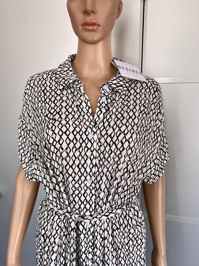 i287 Nieuw: Desires maat S=36 lange/maxi blouse-jurk vest, Desires, Wit, Nieuw, Ophalen of Verzenden
