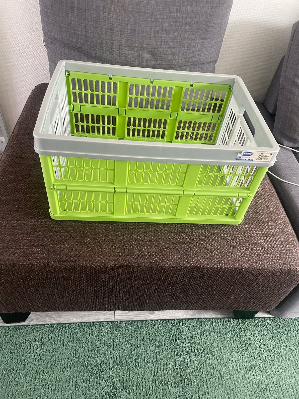 Z.g.a.n groen/grijs inklapbaar Kunststof Krat, Ophalen, Opvouwbaar, 50 tot 75 cm, Minder dan 35 cm