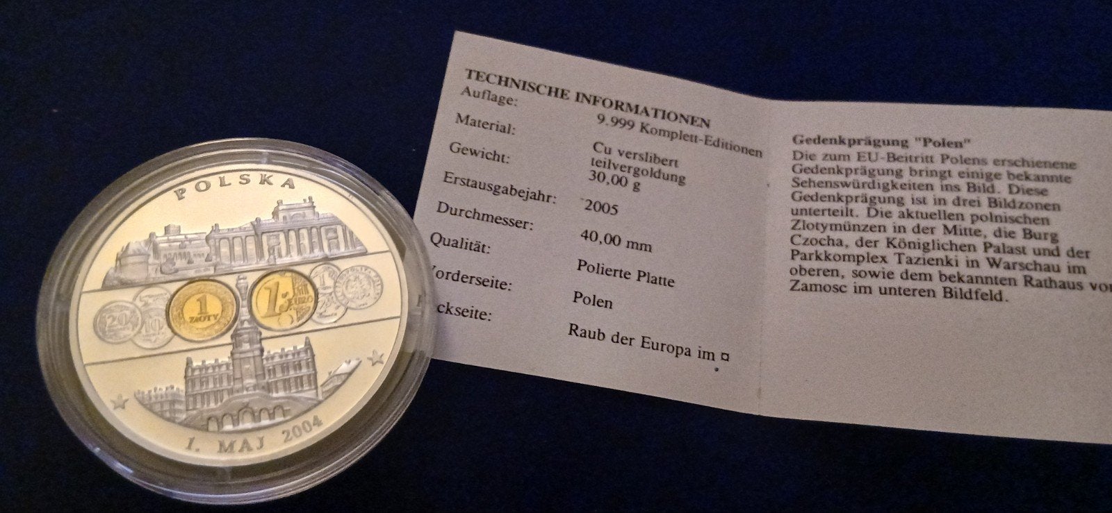 Polen 1 Euro 2004 Zloty Proof Commemoratie Munt Zeldzaam FDC, Postzegels en Munten, Munten | Europa | Euromunten, Ophalen of Verzenden