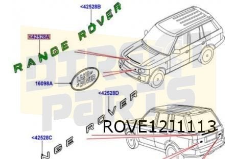 Emblemen tekst ''Range" + "Rover'' Origineel  DAB500230LQV D, Land Rover, -, Verzenden, -