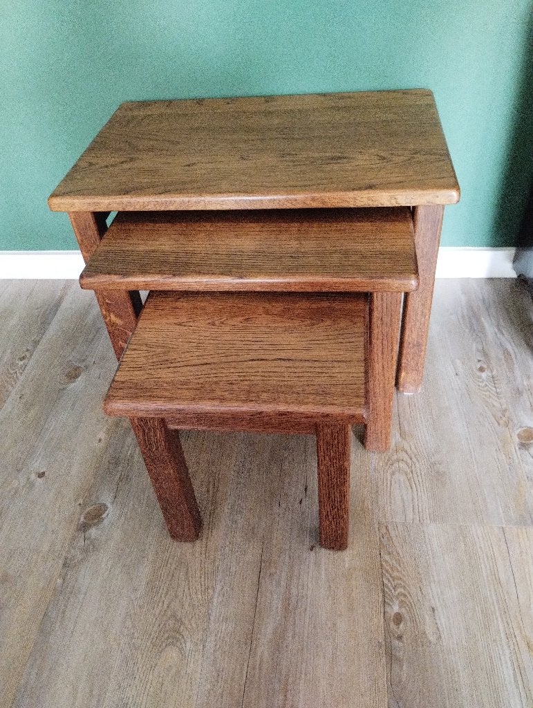 Miniset massief eiken; 3 delig, Huis en Inrichting, Ophalen, Minder dan 45 cm, 55 tot 75 cm, Rechthoekig