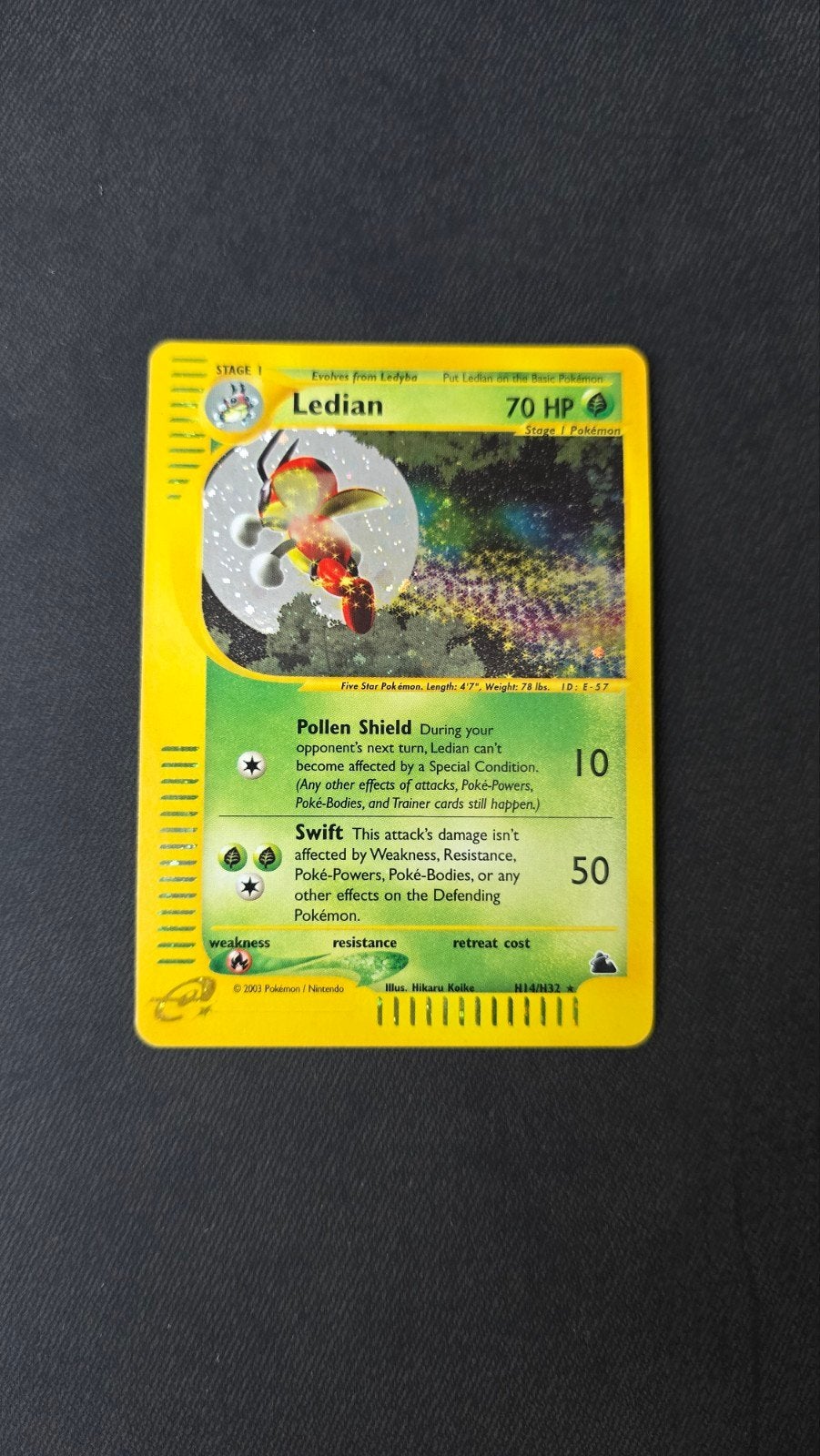 Oude Pokémon kaart Ledian H14/H32, Ophalen of Verzenden, Zo goed als nieuw, Foil