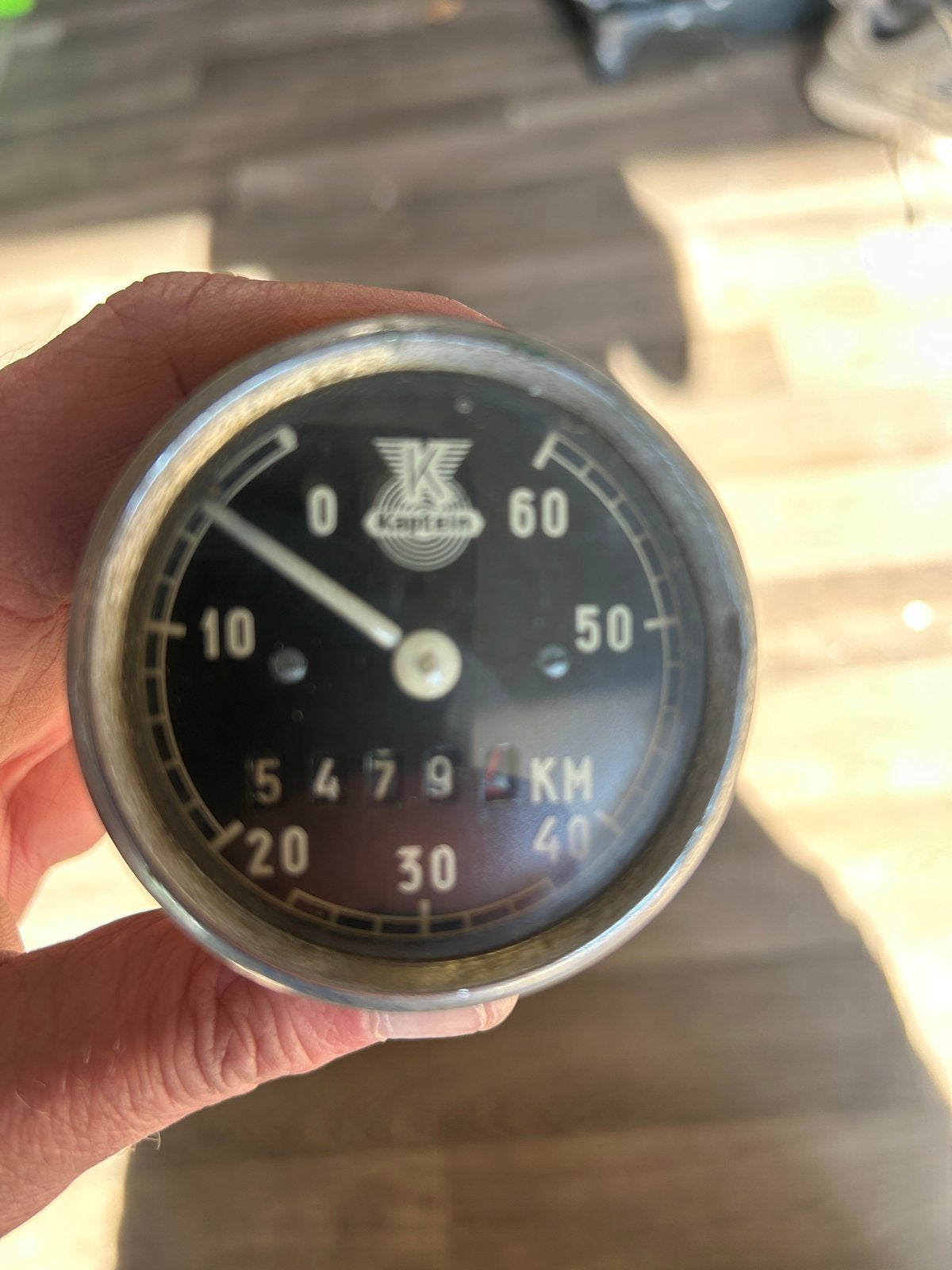 Vintage Kaptein snelheidsmeter/kilometerteller, Ophalen of Verzenden, Gebruikt