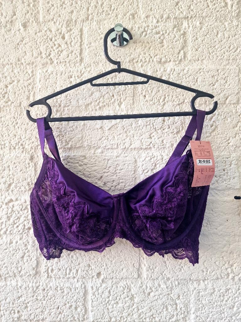 Hunkemöller bh 85F paars kant nieuw, Ophalen of Verzenden, Paars, BH