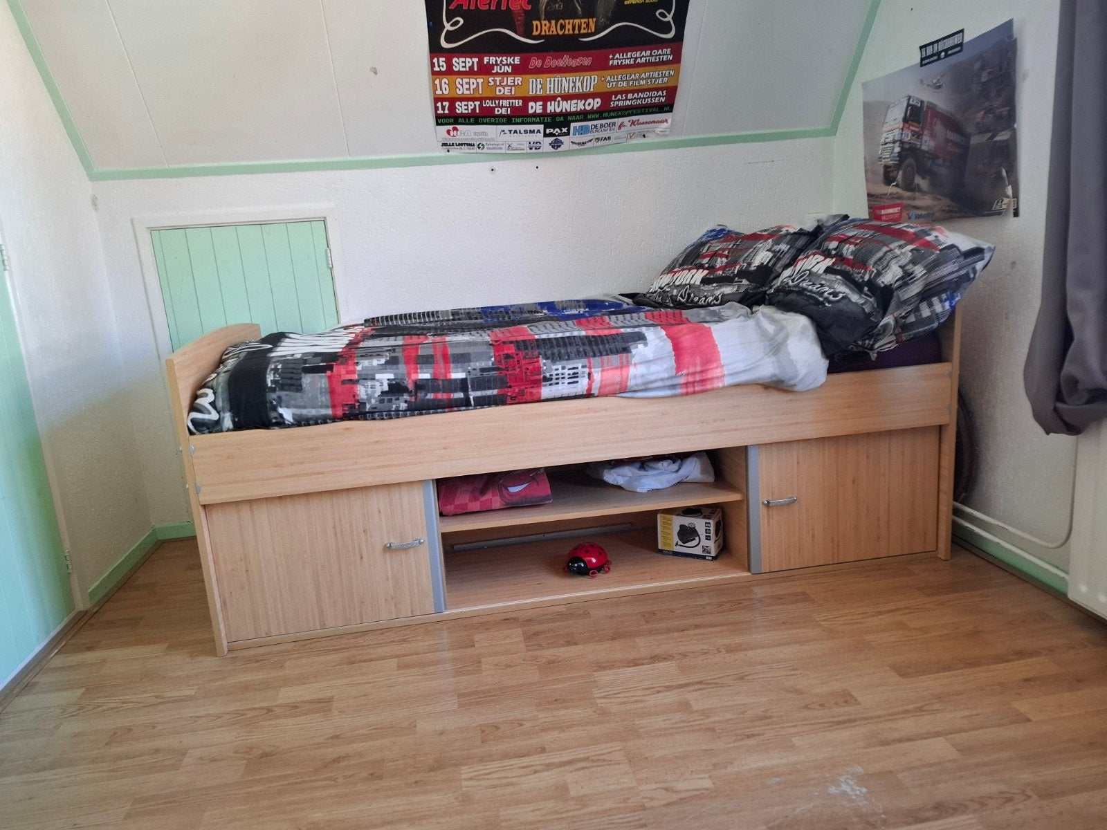 Half/Hoog slaper., 90 cm, Eenpersoons, Bruin, Ophalen of Verzenden