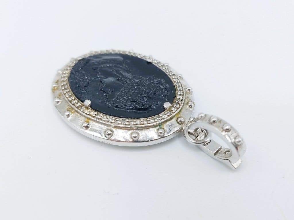 Grote zilveren camee hanger, 925, Sieraden, Tassen en Uiterlijk, Kettinghangers, Info@zilverwebsite.nl, Verzenden, Zo goed als nieuw