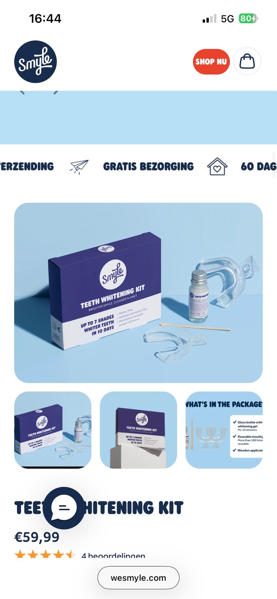 Smyle Teeth Whitening Kit - Nieuw in verpakking, Ophalen of Verzenden, Nieuw, Gehele gezicht, Verzorging