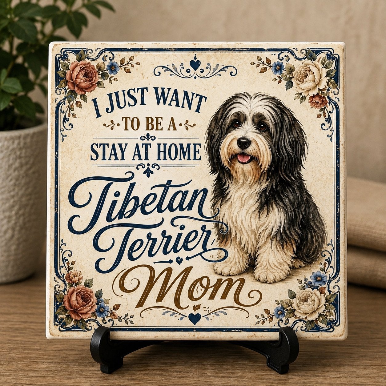 Stay at home Tibetan Terrier Mom - Tibetaanse Terrier Tegel, Ophalen of Verzenden, Nieuw