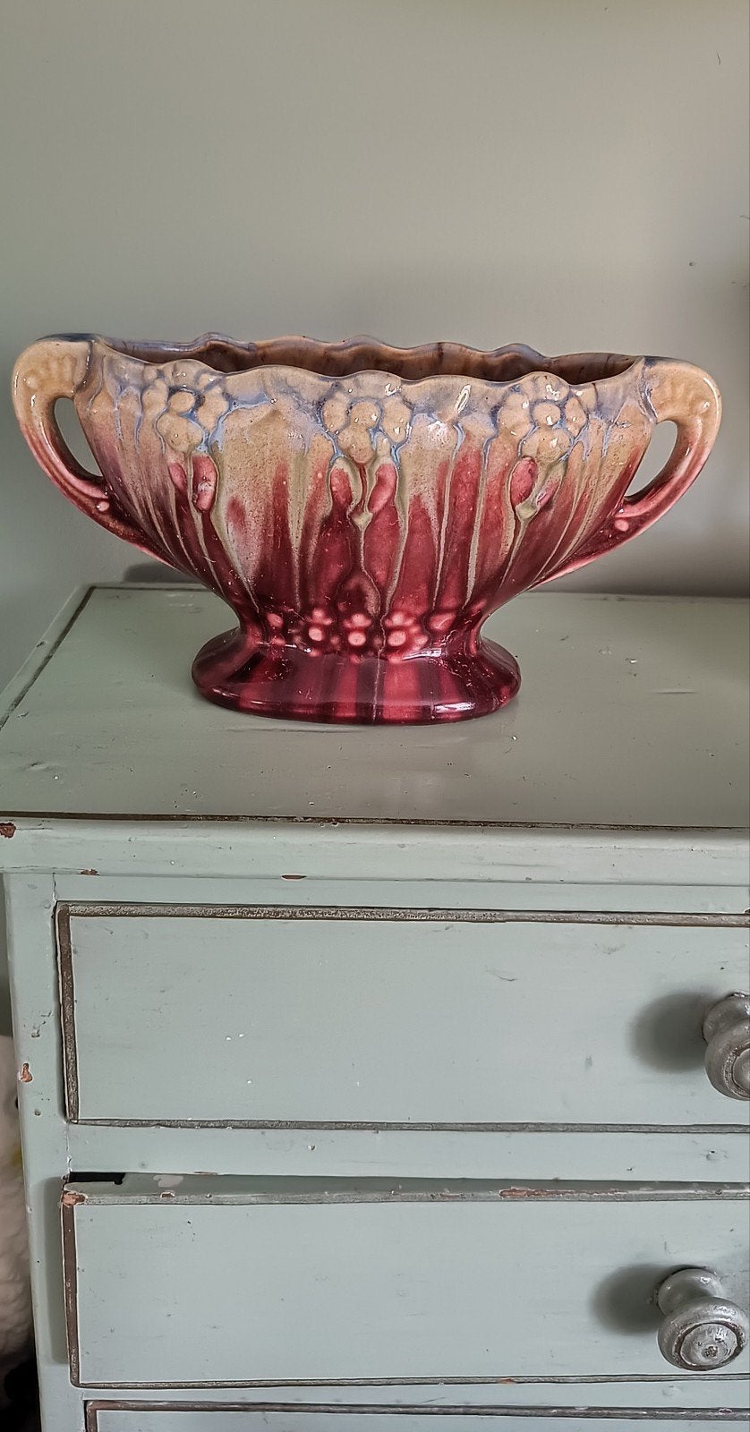 Antieke Thulin Faïencerie Bloempot - Art Deco Stijl, Ophalen of Verzenden