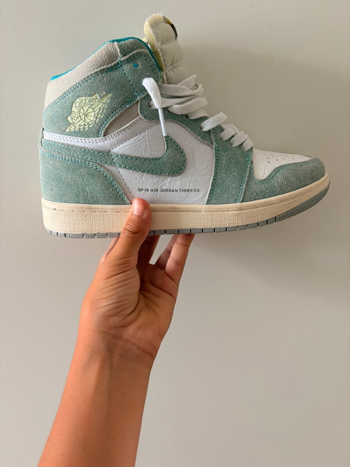 Nike Air Jordan 1 Retro High OG ‘turbo green’, Ophalen of Verzenden, Sneakers of Gympen, Gedragen
