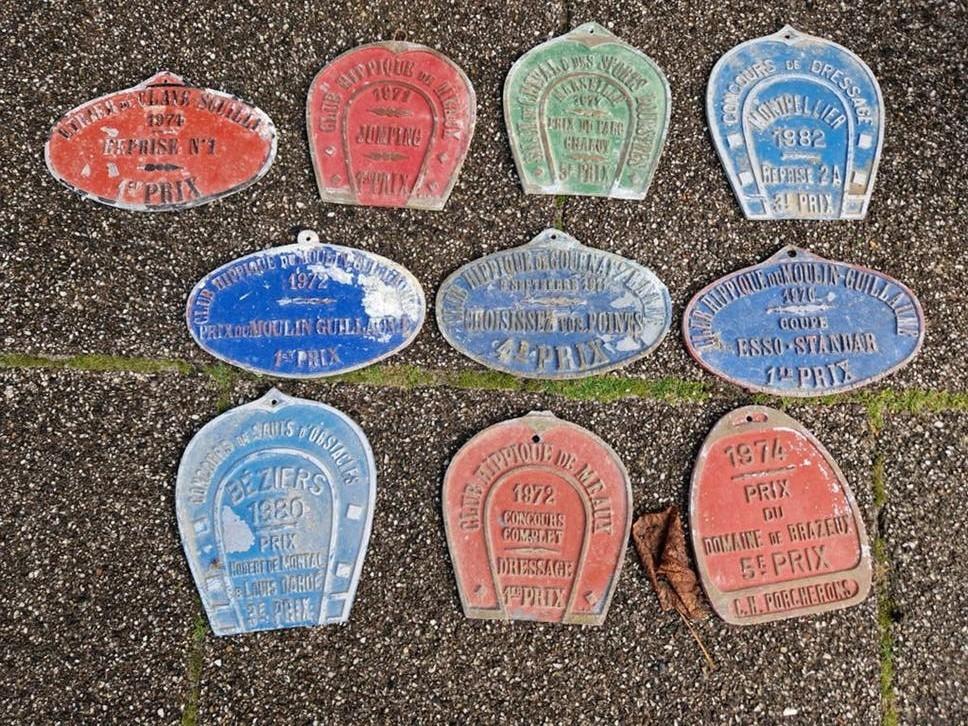 Oude Franse paardensport medailles/plaques (set), Ophalen of Verzenden, Gebruikt