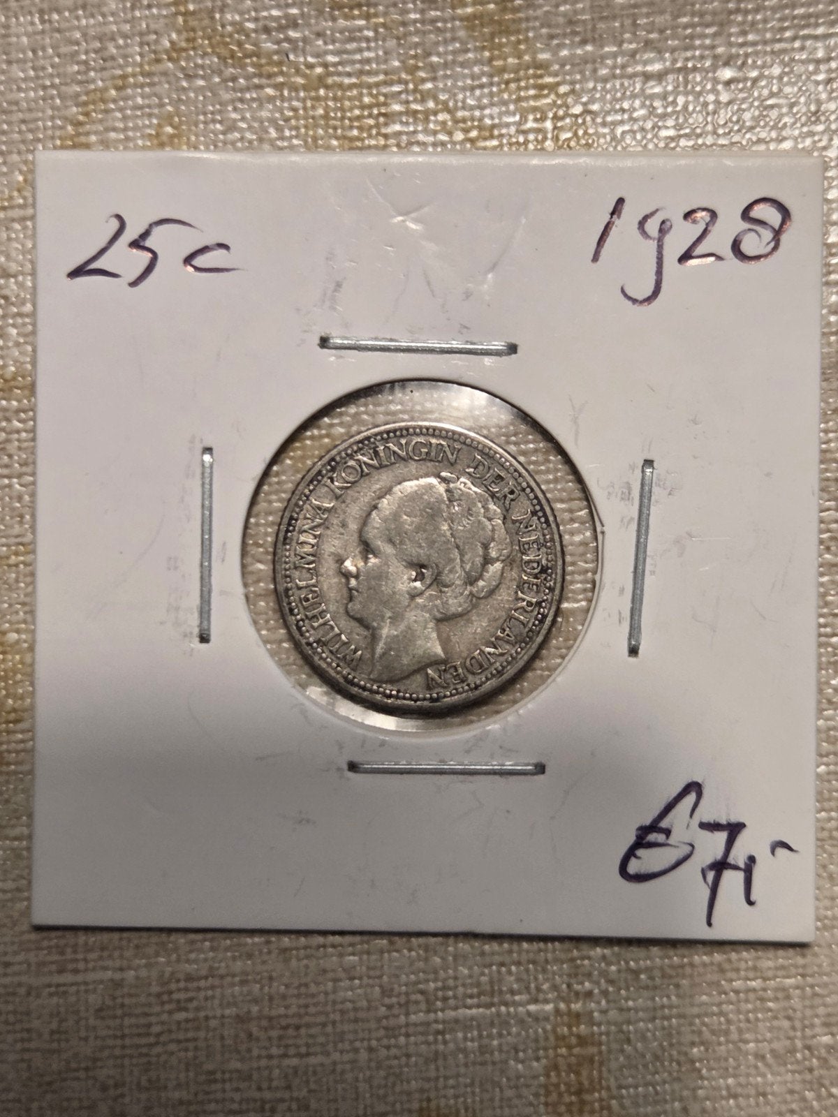 Zilveren 25 Cent Willem I 1928, Postzegels en Munten, Munten | Nederland, Zilver, 25 cent, Ophalen of Verzenden, Koningin Wilhelmina