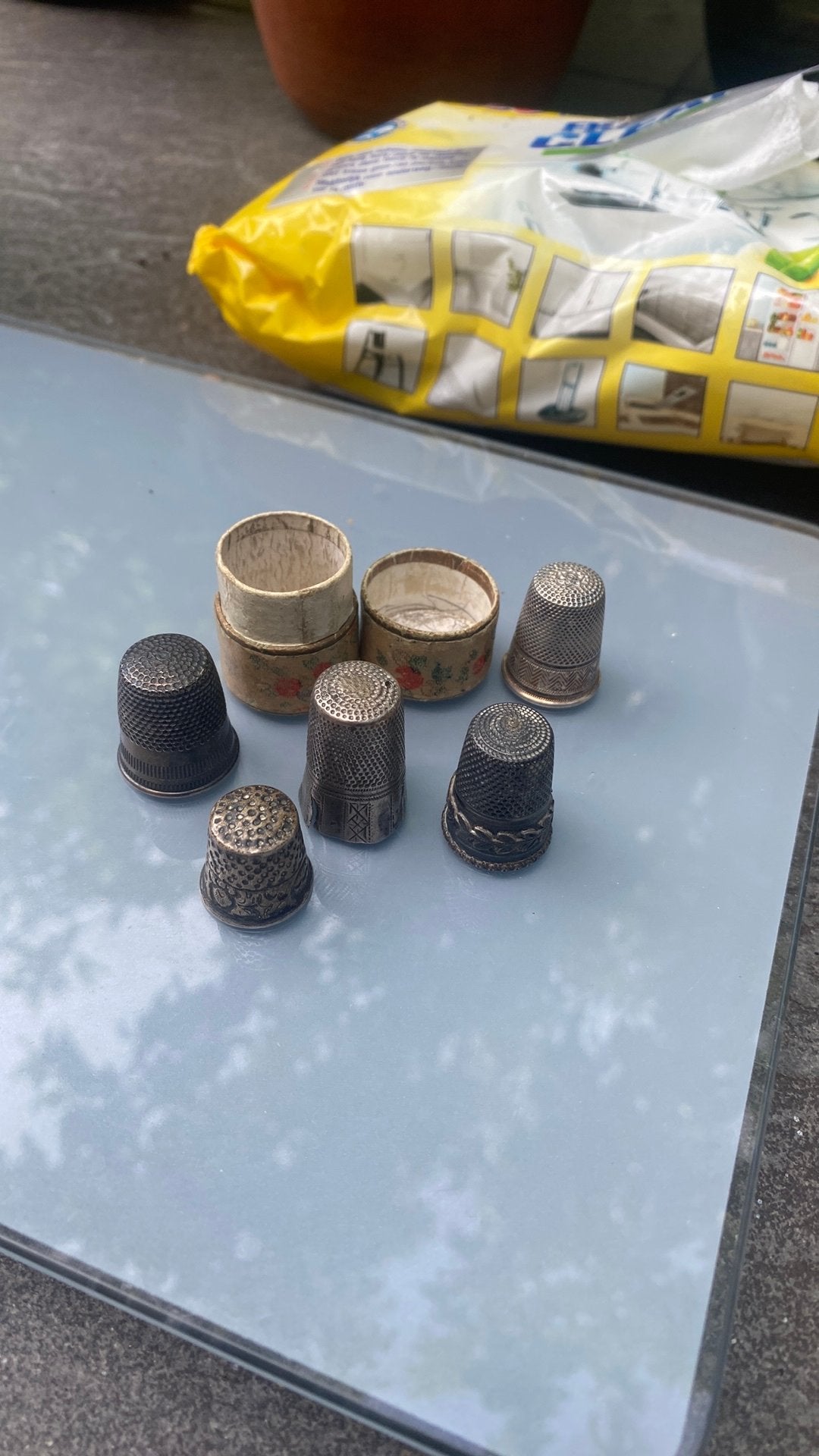 Antieke vingerhoedjes van  zilver, Ophalen of Verzenden, Gebruikt, Zilver