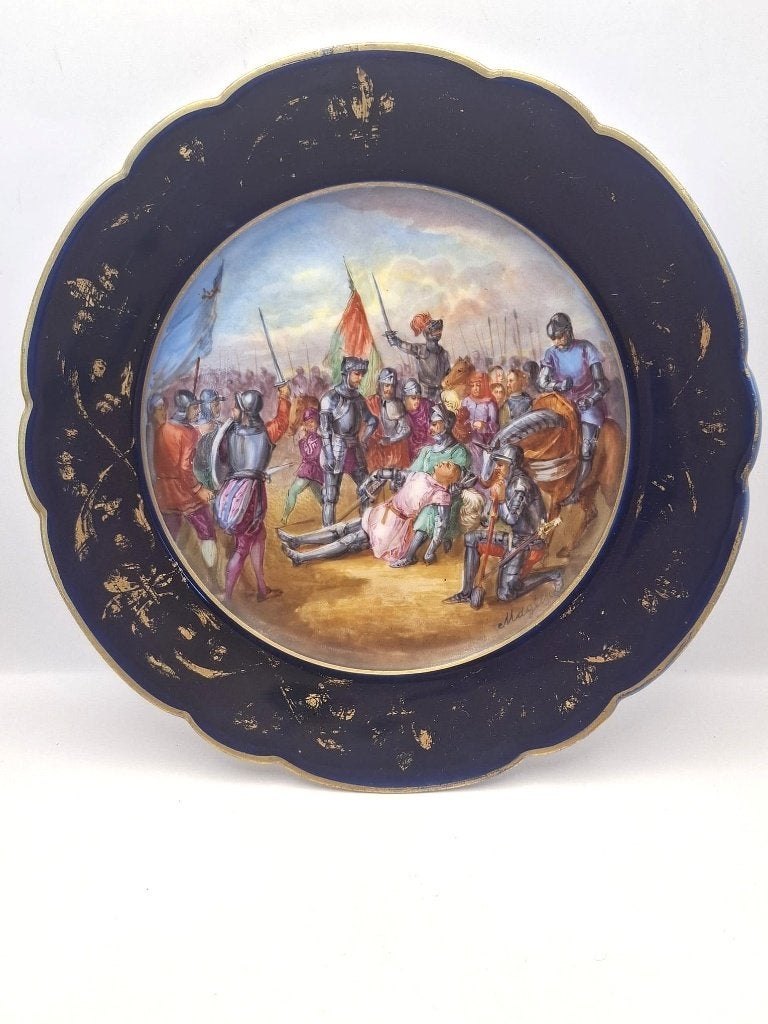 Antiek Frans bord (Sèvres) - F.A. Maglin - Slag bij Ravenna, Ophalen of Verzenden