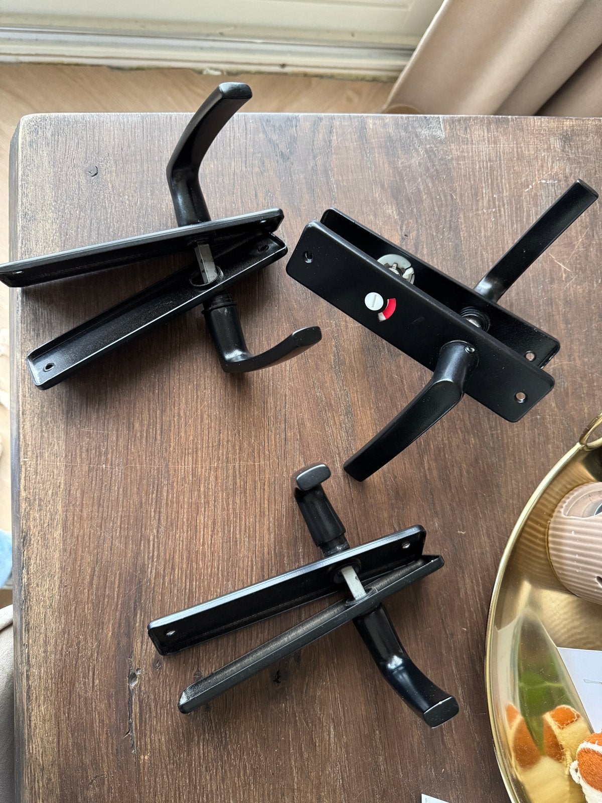 Zwart gecoat deurbeslag, Ophalen of Verzenden, Gebruikt, Klink of Kruk