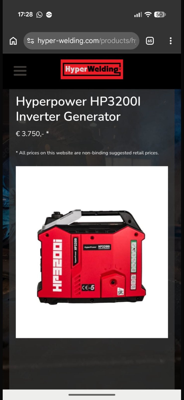 HyperPower HP3200i Inverter Generator - Nieuw in doos, Ophalen of Verzenden, Nieuw, Minder dan 5 kVA, Benzine