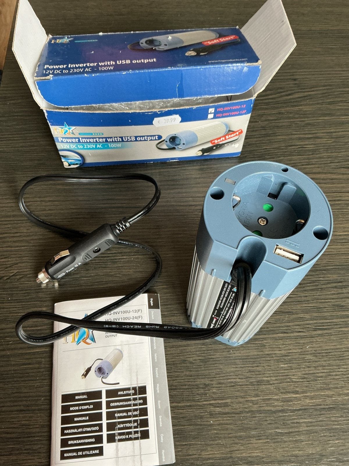 HQ Power Inverter 12V DC naar 230V AC - 100W met USB, Ophalen of Verzenden, Gebruikt