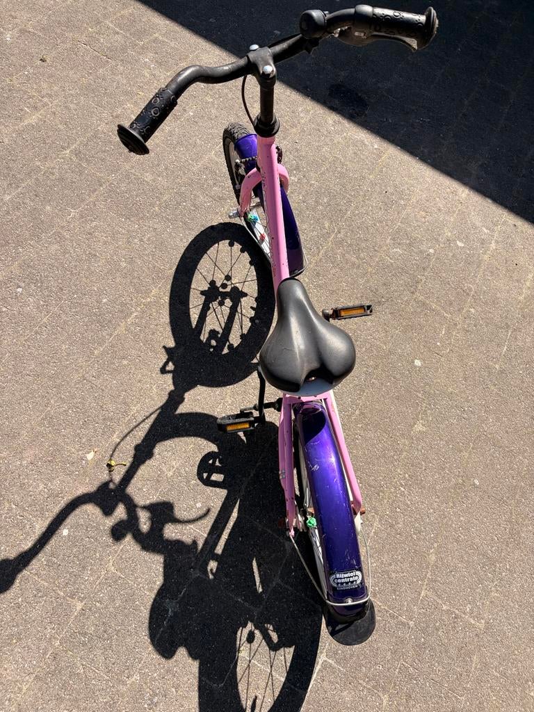 Roze kinderfiets 16 inch, Ophalen, Gebruikt, Terugtraprem, 16 tot 20 inch