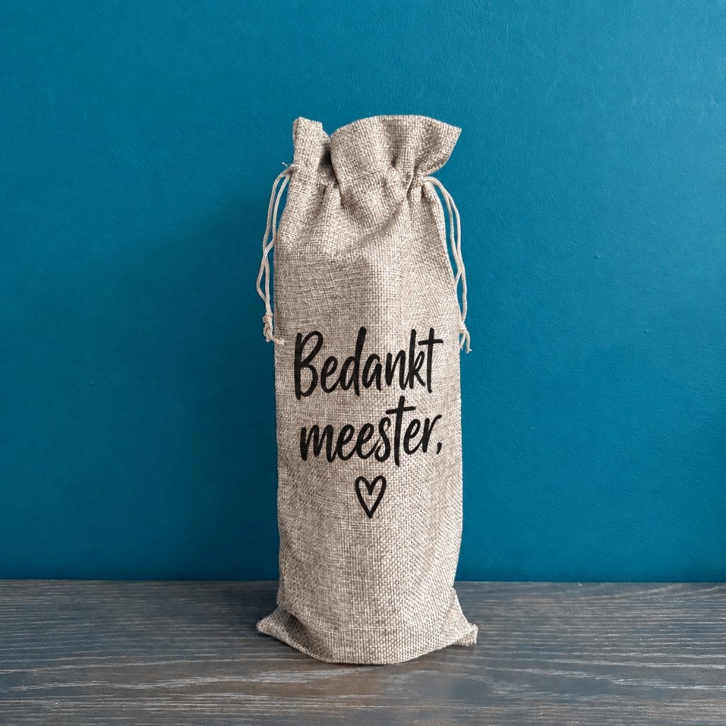 Dranktas jute bedankt meester cadeau, Ophalen of Verzenden, Nieuw