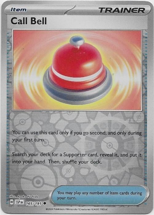 Surging Sparks,  Call Bell [reverse] 165/191, Hobby en Vrije tijd, Verzamelkaartspellen | Pokémon, Nieuw, Losse kaart, Verzenden