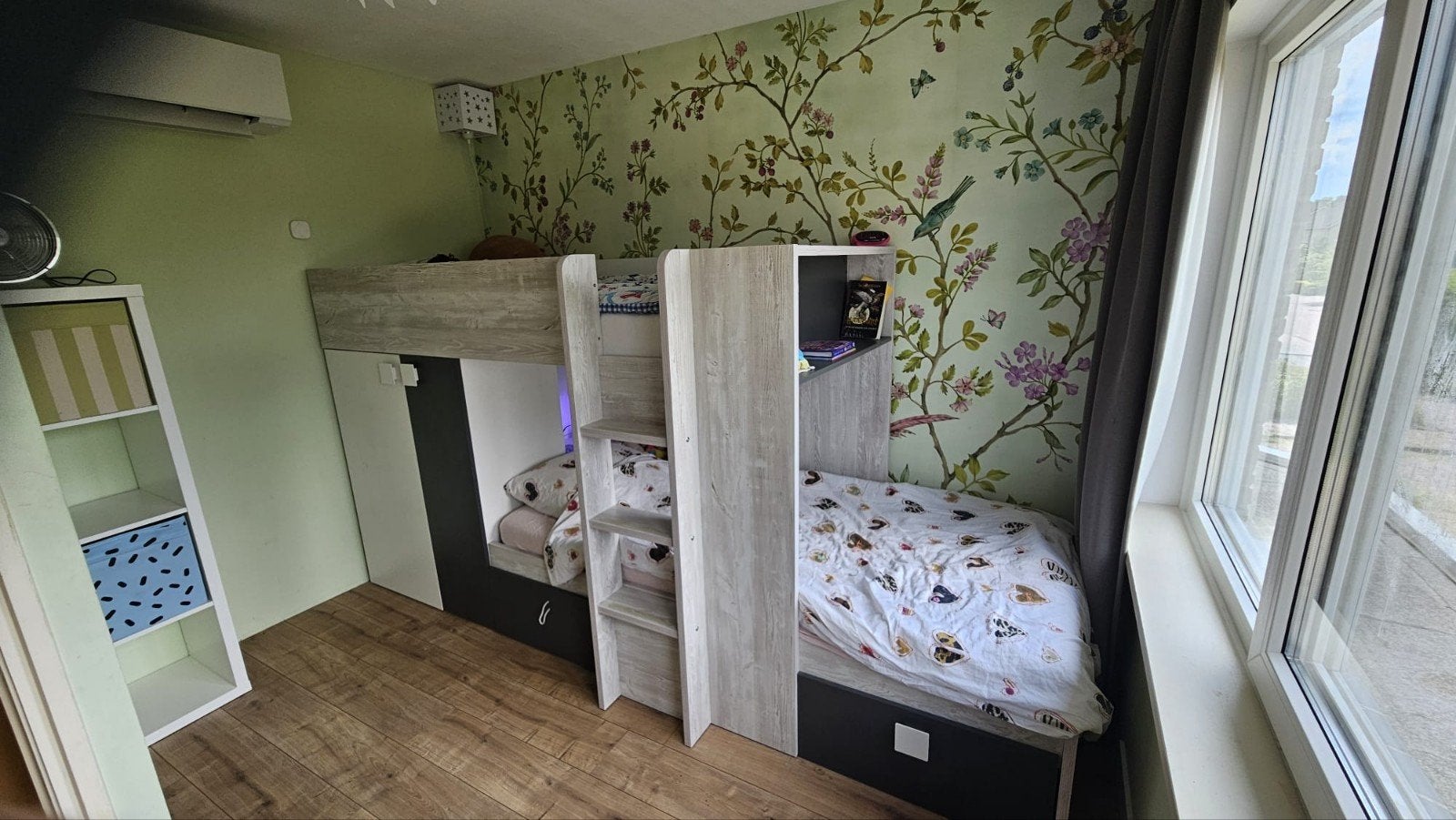 Stapelbed met ingebouwde kast en lades, Ophalen, Gebruikt, 90 cm, Tweepersoons