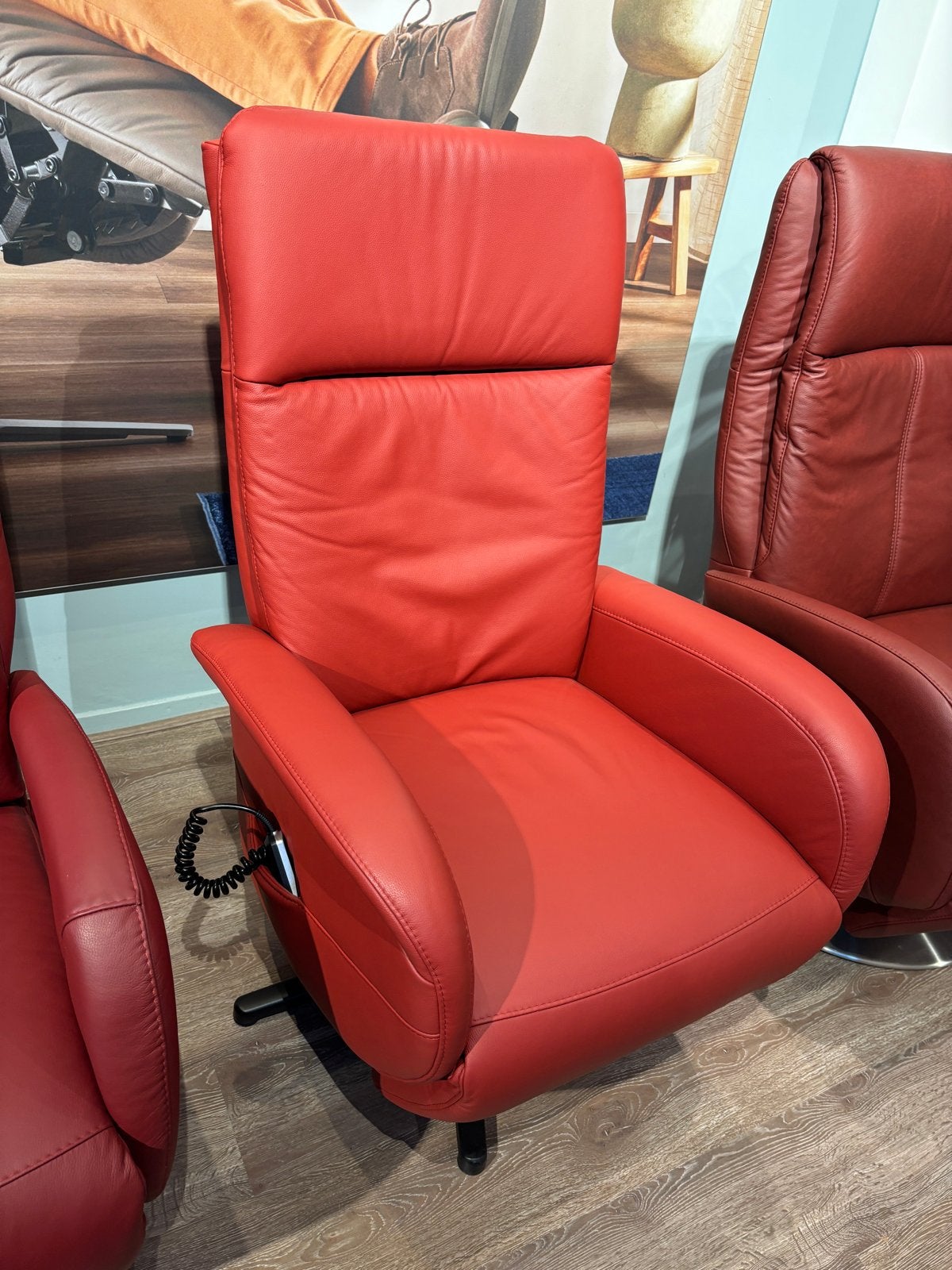 Hukla Relaxfauteuil Rood Leer - Comfort en Stijl, Ophalen of Verzenden, Zo goed als nieuw, Leer, 75 tot 100 cm