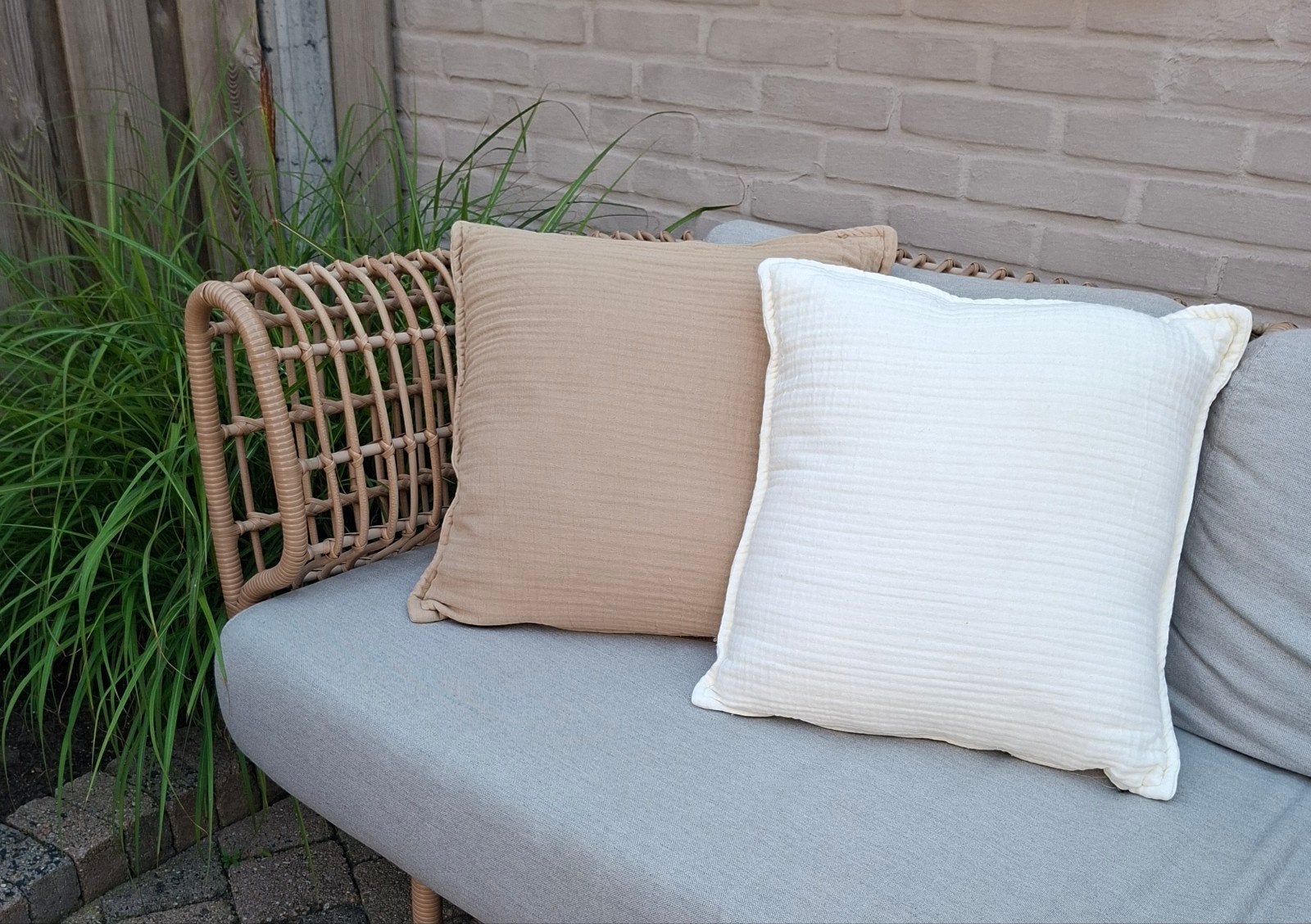 Kussen 45x45 Ivory Sand 2 stuks Tiseco cushion kussens, Overige merken, Ademend, Vierkant, Nieuw