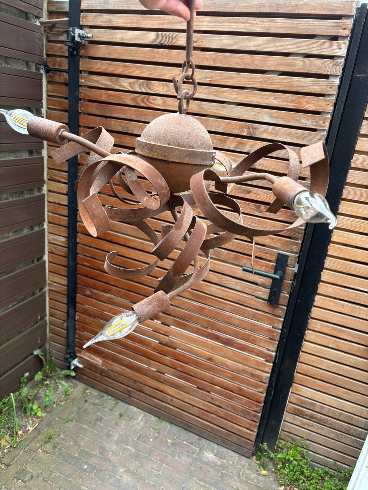 Kroonluchter met 3 lampen, Ophalen of Verzenden, Zo goed als nieuw, Metaal
