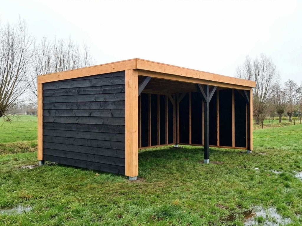 schuilstal geïmpregneerd douglas 400x800x265, Toebehoren, 4 paarden of pony's of meer