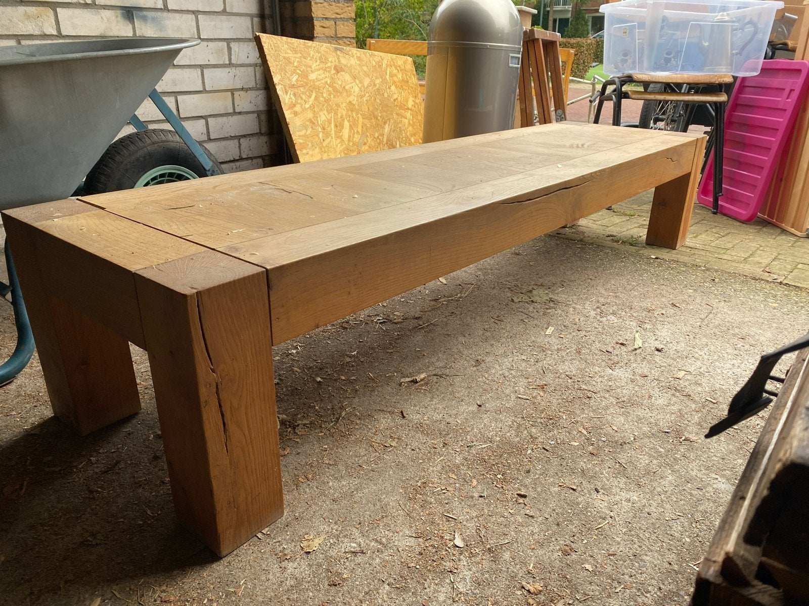 Robuuste eikenhouten salontafel - Gebruikt, Ophalen, Minder dan 50 cm, Gebruikt, Eikenhout