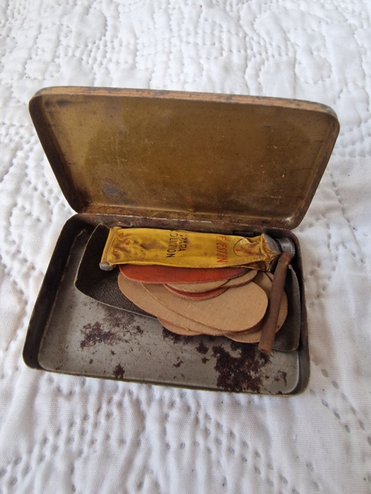 Vintage Vredestein reparatiemateriaal blikje, Antiek en Kunst, Ophalen of Verzenden
