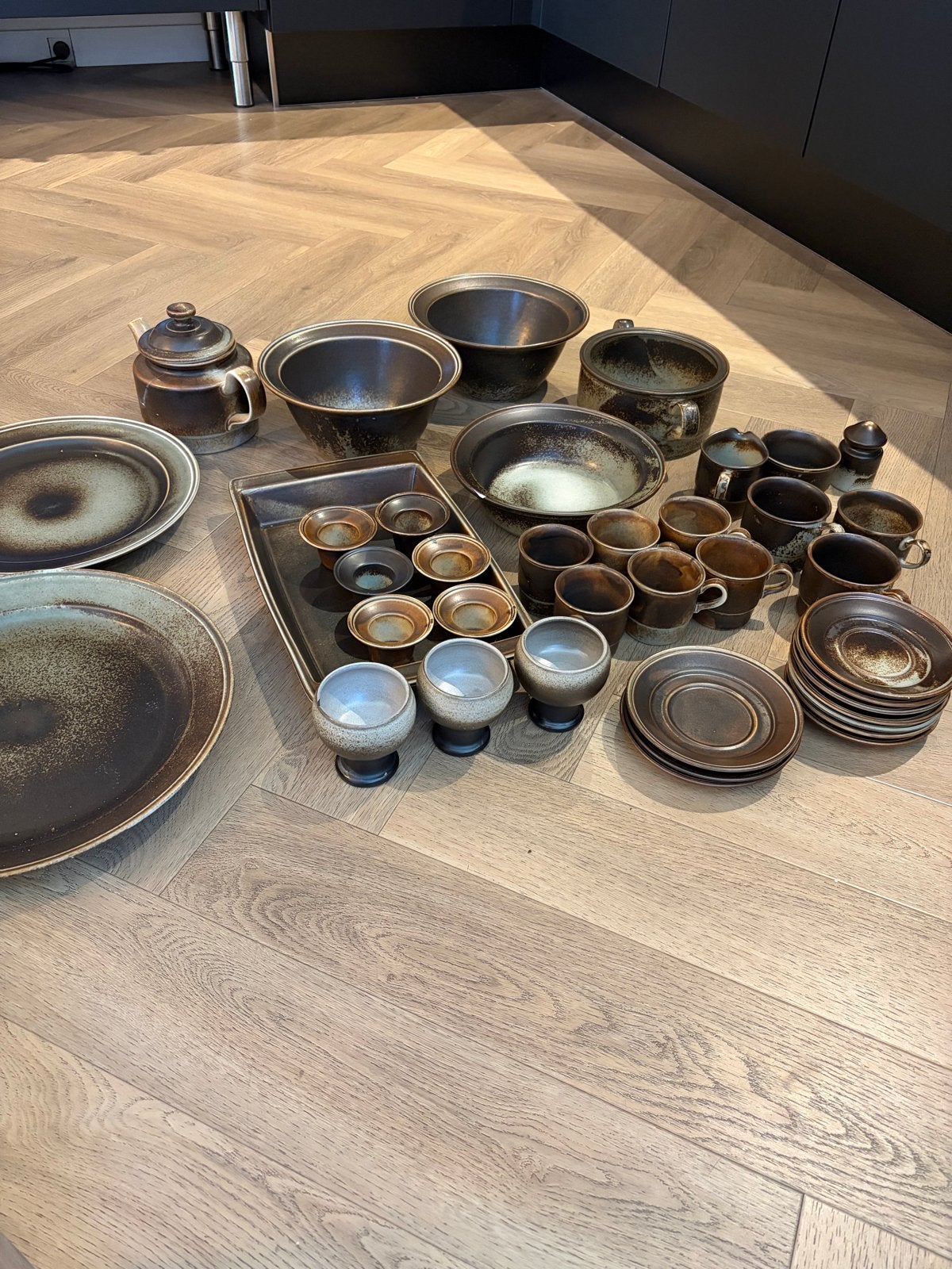 Grote set vintage aardewerk servies Porsgrund Norway, Ophalen of Verzenden