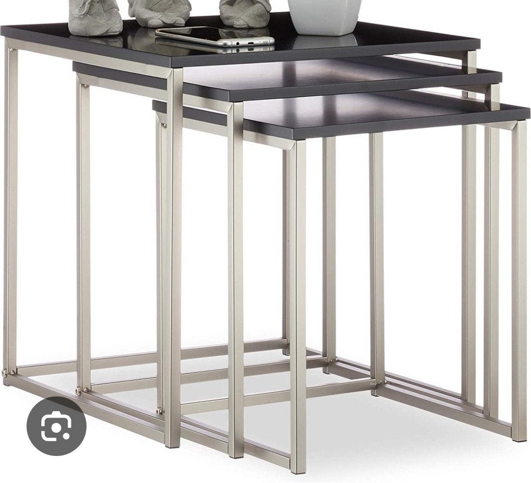 Nieuwe bijzettafeltjes set van 3 - Relaxdays, Minder dan 45 cm, Minder dan 55 cm, Metaal of Aluminium, Vierkant