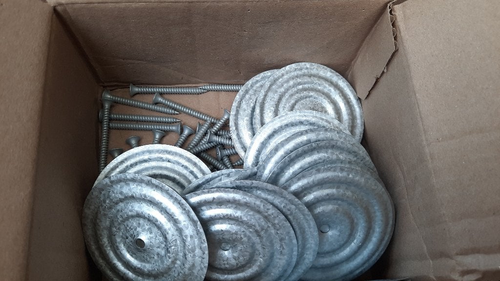 Drukverdeelschijven rond 70mm met schroeven 50mm (100 st), Doe-het-zelf en Verbouw, Ophalen, 10 tot 15 m², Overige typen, Nieuw