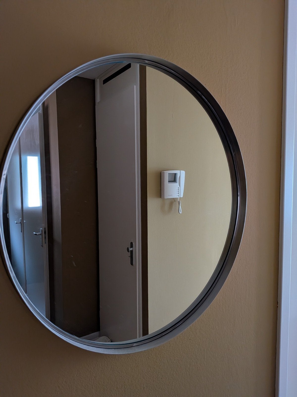Ikea Lindbyn spiegel metaal 58 cm zo goed als nieuw, Ophalen, Rond, Zo goed als nieuw, Minder dan 100 cm
