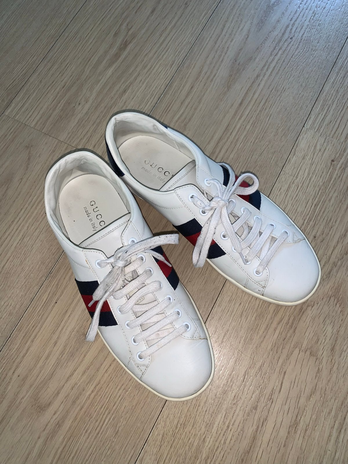GUCCI Ace Low Top Sneakers White 386750 maat 42 origineel, Ophalen of Verzenden, Zo goed als nieuw, Wit, Sneakers of Gympen