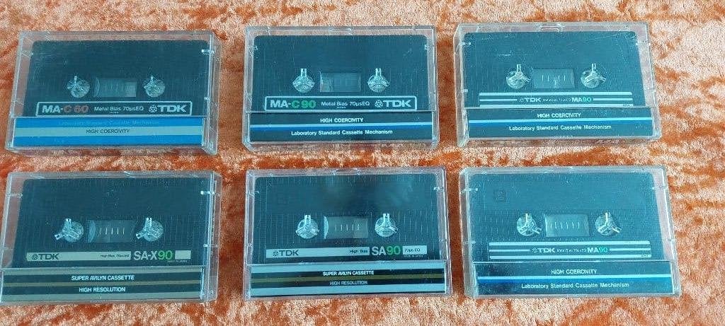 6 TDK CASSETTE BAND 3 X MA90 , 1 X MA60 1 X SA-X90 1 X SA 90, Cd's en Dvd's, Cassettebandjes, Gebruikt, 2 t/m 25 bandjes, Overige genres
