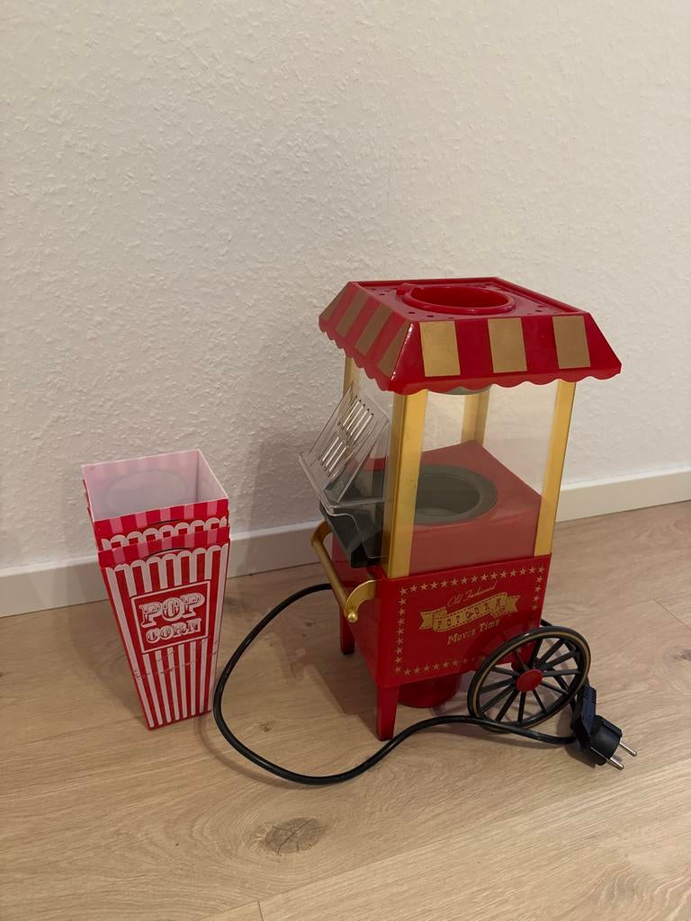 Kleine popcornmachine voor thuis met popcornbakjes, Ophalen of Verzenden, Zo goed als nieuw