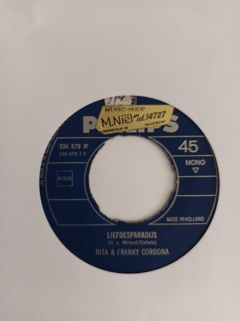 Rita & Franky Cordona - Liefdesparadijs / Mijn gevoelens, Originele persing, 7 inch, Ophalen of Verzenden, Zo goed als nieuw