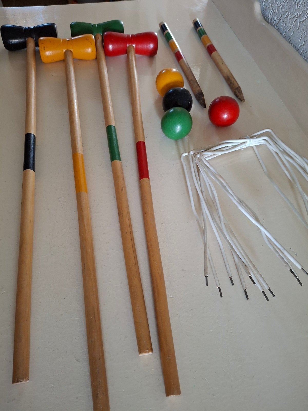 Vintage Croquet Set met Gebruikssporen, Ophalen, Gebruikt