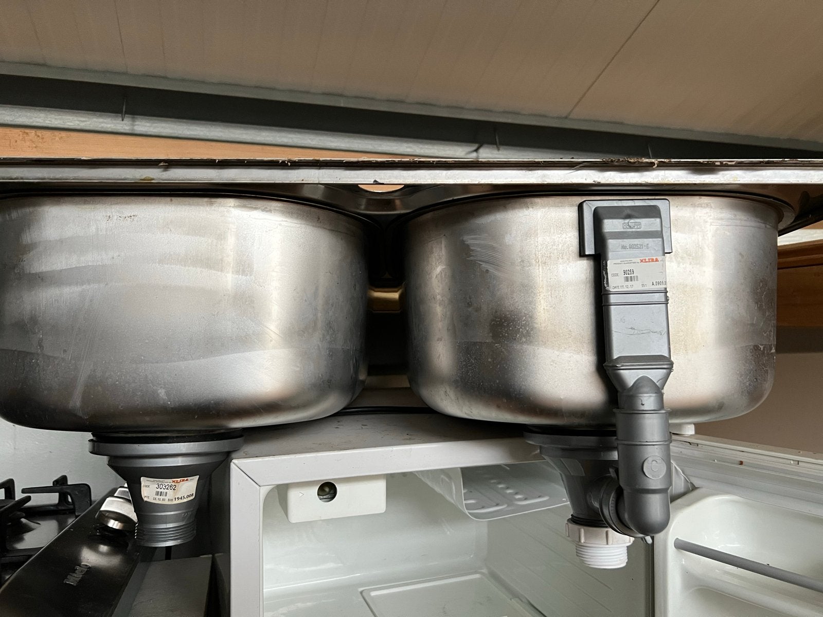 Franke dubbele spoelbak RVS met sifon, Huis en Inrichting, Keuken | Keukenbenodigdheden, Ophalen, Zilver, Metaal, Overige typen