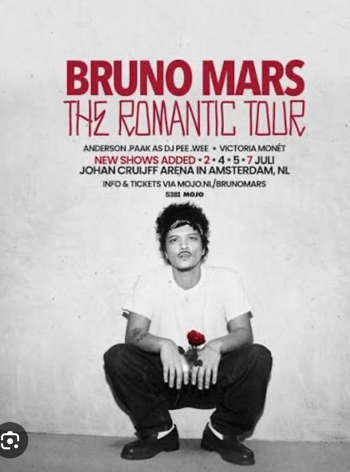 Vip Parkeer ticket Bruno Mars 2 4 5 7 juli P1 P-Dome ArenA, Drie personen of meer, Juli