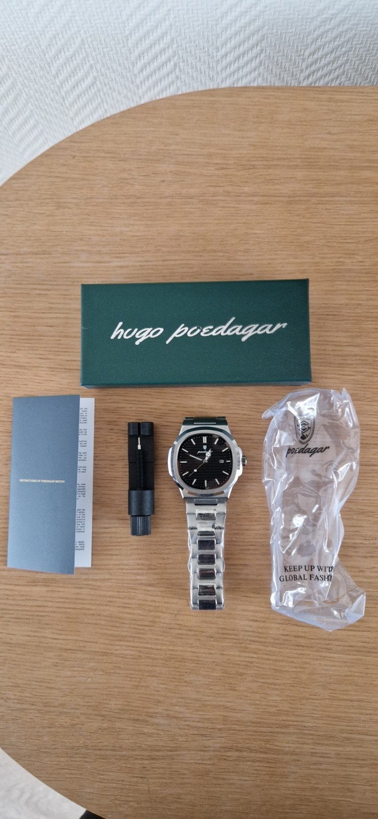 Poedagar Herenhorloge - Nieuw in doos, Overige merken, Staal, Staal, Polshorloge